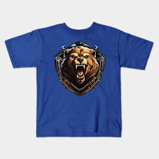 Angry Bear Shield Kids T-Shirt